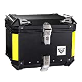 VCOROS 45L Aluminum Motorcycle Top Case Waterproof Tail Box With Universal Monokey Plate(Black, 45 liter)