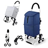 TICCI Shopping Cart Stair Climbing Lightweight Foldable Waterproof Insulated Shopping Bag Big Capacity Grocery Folding Cart Large Laundry Utility Cart (6 Wheels)