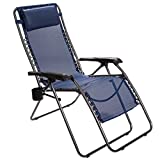 Timber Ridge Zero Gravity Locking Lounge Chair Recliner for Outdoor Beach Patio Pool Support 300lbs, Blue