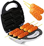 Lumme Waffle Corn Dog Maker Cheese on a stick, Family Fun experience quick and easy mix any batch 6 corn dog maker non-stick Plate perfect for birthday parties White