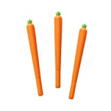 3pcs 0.5mm Fine Point Gel Pens, Doraking Cute Carrot Refillable Gel Ink Pens, Black Ink Pen for Writing Note with Box