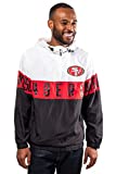 Ultra Game NFL San Francisco 49ers Mens Quarter Zip Packable Hoodie Windbreaker Jacket, White, Small