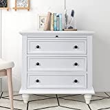Modern 3-Drawer Storage Wood Cabinet, End Table with Pull Out Tray, Bedroom Nightstand Sofa Table for Living Room Office Home (White-2)