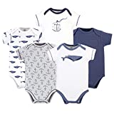 Touched by Nature Unisex Baby Organic Cotton Bodysuits, Blue Whale, 3-6 Months