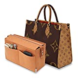 Vercord Felt Purse Organizer Insert Onthego 35 Handbag Tote Bag Organizer Bag in Bag with Removable Zipper