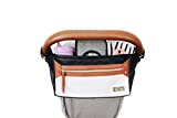 Itzy Ritzy Adjustable Stroller Caddy  Stroller Organizer Featuring Two Built-in Pockets, Front Zippered Pocket and Adjustable Straps to Fit Nearly Any Stroller, Coffee and Cream