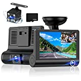 Dash-Cam-Front-and-Inside Video Recorder Rear Camera 1080P Dashcam with 4 inches, Super Night Vision, 170Wide Angle, Loop Recording, G-Sensor, Parking Monitor, Motion Detection, with 32GB Card