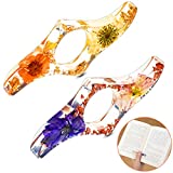 2 Pieces Dried Flower Resin Book Page Holder Transparent Thumb Ring Page Holder Handmade Personalized Flower Resin Bookmark Book Reading Accessories for Teachers Book Lovers Literary (Fresh Style)