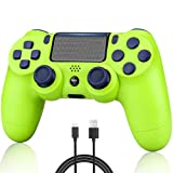 Wiv77 Wireless Controller Green Compatible with Ps4 Controller System, Works with Playstation 4 Controller, Control Ps4 fits for P-4/Phones/PC, Cheap Pa4 Controller for Boys/Girls/Women/Men