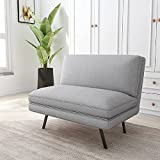 LIFERECORD Convertible Futon Sofa Bed 4 in 1 Multi-Function Modern Mini Single Floor Sleeper Chair with Adjustable Backrest for Living, Small Room Apartment, Dorm, Grey