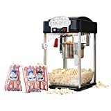 Popcorn Popper Machine-4 OZ Vintage Professional Popcorn Maker Theater Style with Nonstick Kettle Warming Light and Serving Scoop. (Black)