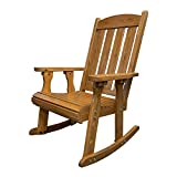 Wooden Rocking Chair with Comfortable Backrest Inclination, High Backrest and Deep Contoured Seat, Solid Fir Wood, Heavy Duty 600 LBS, for Both Outdoor and Indoor, Backyard, Porch and Patio