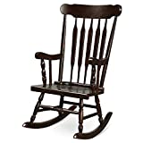 Giantex Rocking Chair Solid Wooden Frame Outdoor & Indoor Rocker for Garden, Patio, Balcony, Backyard Porch Rocker (1, Dark Coffee)