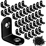 40PCS L Bracket Corner Brace Sets, Black Corner Bracket, 90 Degree Right Angle Bracket, Metal L Brackets for Shelves Wood Furniture Cabinet Chair with 80PCS Screws (20mmx20mm)