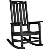 Cecarol Patio Oversized Rocking Chair outdoor,Weather Resistant,Low Maintenance,High Back Front Porch Rocker chairs With 385 lbs Support Poly Lumer Roker, Wood-Like Plastic Chair for Deck Indoor,Black