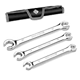 IRONCUBE Flare Nut Wrench Set, Metric, 3-piece, 10-17mm, Brake Line Wrench Set for Removing or Replacing Nuts on Fuel, Brake or Air Conditioning Lines, Organizer Pouch Included