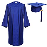 Newrara Graduation Gown Cap Tassel Set (Medium 48(5'3"-5'5"), Blue)
