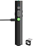 Rechargeable Presentation Clicker for PowerPoint, USB-C/A Green Laser Pointer Wireless Presenter Remote, Projector Smart Board Slideshow PPT Google Slide Advancer for Mac/Laptop/Computer/Office