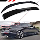Cuztom Tuning JDM V2 Painted Glossy Black Trunk Lid Spoiler + Rear Window Roof Spoiler Compatible with 2018-2021 Honda Accord Model