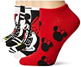 Disney Women's Mickey Mouse 5 Pack No Show Socks, Black Red Multi, Fits Sock Size 9-11 Fits Shoe Size 4-10.5