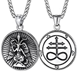 FaithHeart Sabbatic Goat Satanic Satan Leviathan Cross Demon Devil Lucifer Pendants Chain Necklace for Male