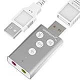 SABRENT Aluminum USB External 3D Stereo Sound Adapter for Windows and Mac. Plug and Play No Drivers Needed. [Silver] (AU-DDAS)