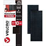 VELCRO Brand Heavy Duty Fasteners | 4x2 Inch Strips with Adhesive 8 Sets | Holds 10 lbs | Black Industrial Strength Stick On Tape | Indoor or Outdoor Use (VEL-30703-USA)
