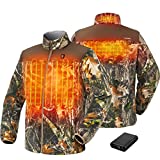 TIDEWE Mens Heated Jacket Fleece with Battery Pack, Truetimber Rechargeable Coat for Hunting (Camo, Size M)