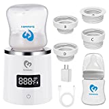 Portable Cordless Bottle Warmer, Bellababy Rechargeable Baby Bottle Warmer for Travel, with Bottle & 4 Leak-Proof Adapters, 4 Accurate Temperature Adjustable for Breastmilk or Formula