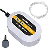 Uniclife Aquarium 15 GPH Nano Air Pump Quiet White Oxygen Aerator with Air Stone and Airline Tubing Accessories for 3 - 10 Gallon Small Fish Tanks and Buckets