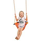 JKsmart Swing Seat for Kids Heavy Duty Rope Play Secure Children Swing Set,Perfect for Indoor,Outdoor,Playground,Home,Tree,with Snap Hooks and Swing Straps,440 lbs Capacity,Orange