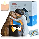 weslinkeji Dog Memorial GiftsPet Loss GiftsDogs Passing Away Sympathy GiftRemembrance Gift Dog Lovers Candle Holder Statue with LED Candle