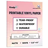 Koala Printable Waterproof Paper for Inkjet Printer, 8.5x11 In 30 Sheets Matte White Vinyl Printer Paper, Non-Tearable, Durable, Quick Drying