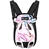 Pawaboo Pet Carrier Backpack, Adjustable Pet Front Cat Dog Carrier Backpack Travel Bag, Legs Out, Easy-Fit for Traveling Hiking Camping for Small Medium Dogs Cats Puppies, Medium, Purple Marble