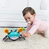 Sensing Crawling Crab, Tummy Time Baby Toys, Interactive Walking Dancing Toy with Music Sounds & Lights, Infant Fun Birthday Gift Entertainment Toddler Boy Girl, USB Charging Cable Included (Green)