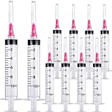 15Pack 10ml 10cc Plastic Measurement Syringes and 18Ga for Scientific Labs, Industrial Adhesives, Pet and Animal Injector, Individually Package