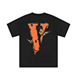 STASNIE Vlone ShirtsMen's Graphic Print T- Shirt Hip Hop Vlone Shirt for Men (Butterfly-Black, Large)