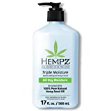 HEMPZ Body Lotion Triple Moisture - Grapefruit & Sparkling Peach Daily Moisturizing Cream, Shea Butter Hand and Body Moisturizer - Skin Care Products, 100% Pure Organic Hemp Seed Oil - 17 Fl Oz