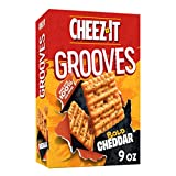 Cheez-It Grooves Cheese Crackers, Crunchy Snack Crackers, Lunch Snacks, Bold Cheddar, 9oz Box (1 Box)