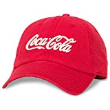 AMERICAN NEEDLE Coke Coca Cola Washed Cotton Buckle Strap Baseball Dad Hat, Micro Slouch Collection, (COKE-1701A-RED)