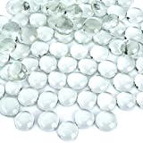 FUTUREPLUSX Flat Glass Marbles, 5Lb 500PCS Clear Flat Gems Transparent Aquarium Pebbles Vase Filler Beads Table Scatters