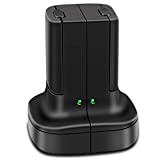 Rechargeable Battery for Xbox 360, 2 Pack Battery with Dual Charging Station Dock Charger Stand Base for Xbox 360 Wireless Controller Black
