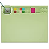 Silicone Craft Mat, 2016 inches Silicone Painting Mat with Water Cup and Paint Holder, Silicone Artist Mats for Crafts Perfect for Resin Mat, Silicone Sheets Creater Mat for DIY Projects Green