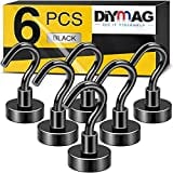 DIYMAG Magnetic Hooks, 25Lbs Strong Heavy Duty Cruise Magnet S-Hooks for Classroom, Fridge, Hanging, Cabins, Grill, Kitchen, Garage, Workplace and Office etc, (6 Pack-Black)