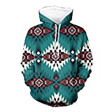 AFPANQZ Aztec Stripes Print Sweaters Men's Stretch Long-Sleeve Performance Pullover Hoodie Sweatshirts Sports Casual Lightweight Tops Size M Activewear Red Blue