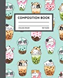 Bubble Tea Kawaii Kitty Composition Notebook College Ruled: Cute Boba Tea Kawaii Cat Journal, 120 Pages 7.5 x 9.25 College Ruled Pages