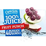 Capri Sun 100% Juice Fruit Punch Naturally Flavored Kids Juice Blend, Holiday Travel and Entertaining (40 ct Pack, 4 Boxes of 10 Pouches)