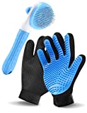 Cat Grooming Glove Brush, RIFNEEIM Pet Deshedding Glove with Self Cleaning Slicker Brush, Efficient Pet Hair Remover Massage Tool with Enhanced Five Finger Design for Cat Dog