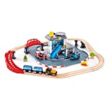 Hape Emergency Services HQ | 2-in-1 Police and Fire Station Complete Play Set with Vehicles and Action Figures Multicolor, L: 33.9, W: 9.1, H: 31.5 inch