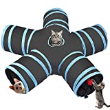 Cossy Home Cat Tunnel Collapsible Pet Play Tunnel Tube Toy with a Bell Toy & a Soft Ball Toy for Cat, Puppy, Kitty, Kitten, Rabbit (5 Way, Blue)